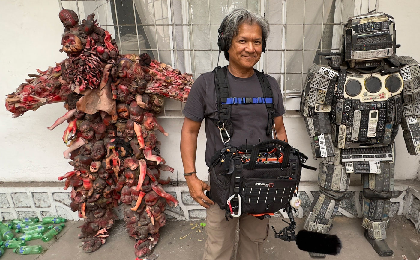 Percy Urgena at the studio of artist Shaka Kinshasa